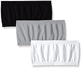 Pink House Big Girls' 3 Piece Seamless Bandeau, White/Black/Grey, 7-16