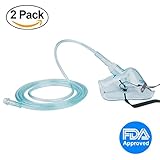 Healva Adult Europe Oxygen Mask with 6.5' Tubing and Adjustable Elastic Strap - 2 Packs