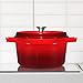 Bruntmor Pre-Seasoned Enameled Cast Iron Dutch Oven with Lid and Handle - 5.2 Quart Heavy Duty Casserole Dish for Cooking, Baking, and Braising - Oven Safe, Durable, Round Cast Iron Cooking Pot - Red