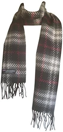 Memory Wear 100% Cashmere Plaid Scarf, Super Soft - Black and Red