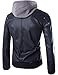 Beninos Men's Faux Leather Two-Pocket Trucker Coat with Detachable Hood (PY31, M) Black