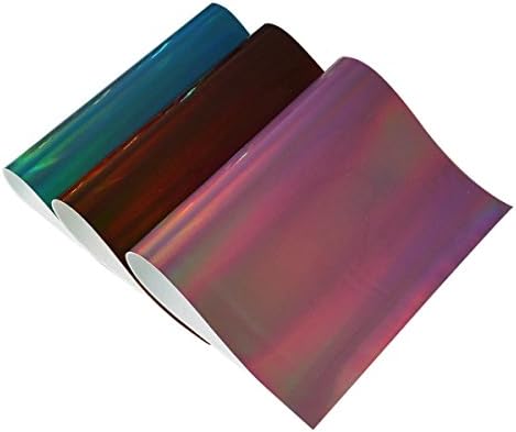 Holographic Fabric Sheets- 3 Pieces of 8" x 12" Assorted Colors Metallic Laser Faux Leather Fabric Fleece Back For Kids' Crafts,Doll Making, Hat Making, Hair Crafts,Shoe Making (Mix Color-1)