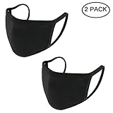 EVERMARKET Anti-dust Black Mouth Mask, Unisex Cotton Face Mask Muffle Mask Anime Mask for Cycling Camping Travel for Kids Teens Men Women, Pack of 2
