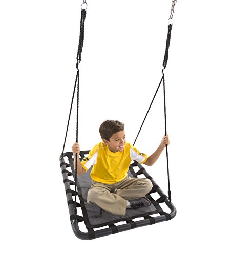 Mega Mat Rectangular Outdoor Platform Tree Swing for Yard or Playground Sturdy Steel Frame Durable Mat Bottom 30 W x 40 L with Two 63'' Ropes 250 LB Weight Capacity for Multiple Children… - Black - Thumbnail 2