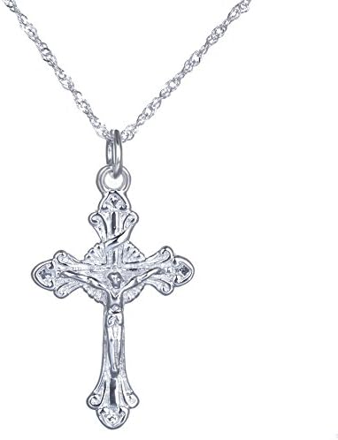 LLNF 925 Sterling Silver Fashion Cross Necklace Crucifix Pendant Necklace Mens Necklaces (Statue of Liberty)