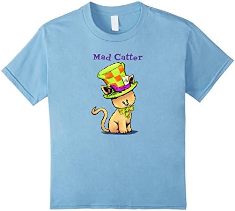 Kids Alice in Wonderland Mad Hatter Cat Gift Shirt 6 Baby Blue