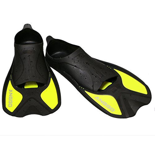 ANGGO Short Dive Fins for Swimming and Snorkeling (Fluorescent Yellow, Small)