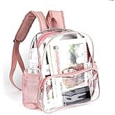 Crosstime Stadium Approved Clear Backpack 12x6x12 with Reinforced Straps – Waterproof Small Clear Bag for Stadium Events, Sports, Festival, Concert or Women – Rose Gold Trim