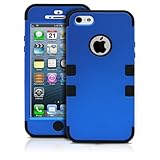 iPhone 5 Case, MagicMobile, Hybrid Impact Shockproof Hard Armor Cover for iPhone 5 Two Layers of Protection Hard Plastic and Soft Silicone iPhone 5 Case [ Blue - Black ]