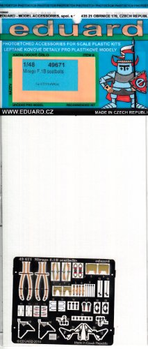 EDU49671 1:48 Eduard Color PE - Mirage F.1B Seatbelts (for use with the Kitty Hawk kit) MODEL KIT ACCESSORY
