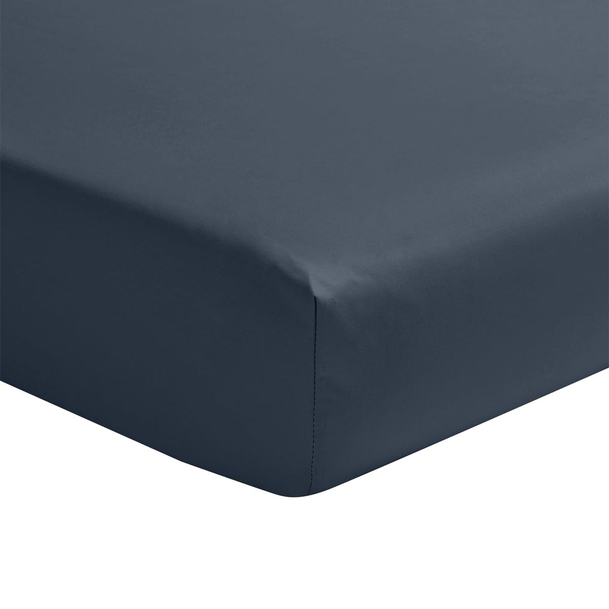 Essix Cotton Satin Fitted Sheet, Palazzo, Midnight Blue, 140 x 190 cm,