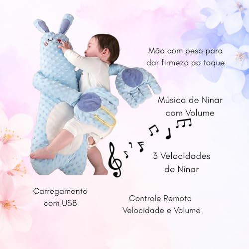 Almofada Nana Neném: Batidas Suaves e Música de Ninar para Sono do Bebê | Carregamento USB