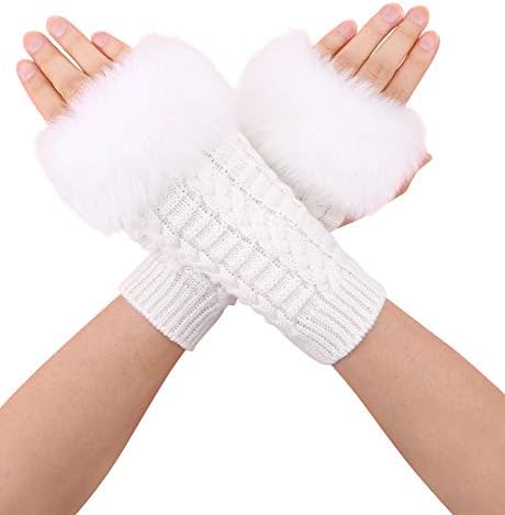Men/Women's Thick Knit Solid Colored Cuffed Fingerless Gloves