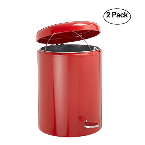 WITT 2240RD Stainless Steel Step On Metal Biohazard Waste Container, 4gal Capacity, 11-1/2" Diameter x 16" Height, Red (2) - Thumbnail 2