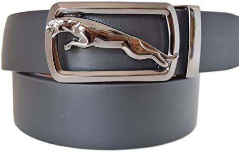 Eurodesign JAGUAR genuine leather Adjustable belt for men (40-47, SILVER)