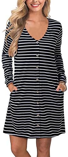Women's Casual T-Shirt Dresses Long Sleeve Tunic Loose Swing Dress with Pockets