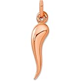 JewelryWeb 5mm 14k Rose Gold 3d Italian Horn Charm Pendant Necklace for Women