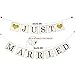 Just Married Banner Sign - Wedding Bridal Shower Bachelorette Party Decorations - Wedding Car Decorations - NO DIY Required