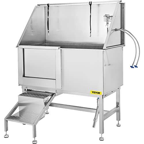 VEVOR 50 Inch Dog Grooming Tub, Professional Stainless Steel Pet Dog