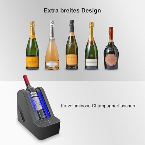 Electric Wine Cooler for Table & Bar - Precision Cooling without Ice - 24 Hours Continuous Operation for Wine & Champagne - Fits 750ml Standard Bottles & Various Champagne Sizes - Gift Idea
