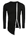 COOFANDY Men's Hipster Hip Hop Shirt Casual Zipper Shirt Irregular Long Sleeve T Shirt