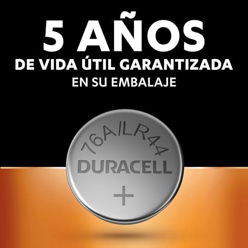 Pilas alcalinas Especiales LR44 de 1,5 V (Paquete de 4) (A76) – +50% Extra de duración – Termómetros, calculadoras, linternas, Relojes y Otros – 5 años de Vida útil - Prevención de Fugas