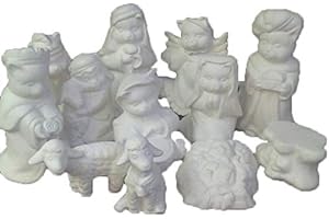 Creative Kreations Ceramics Cat Nativity 12 Piece Set 3" to 4"