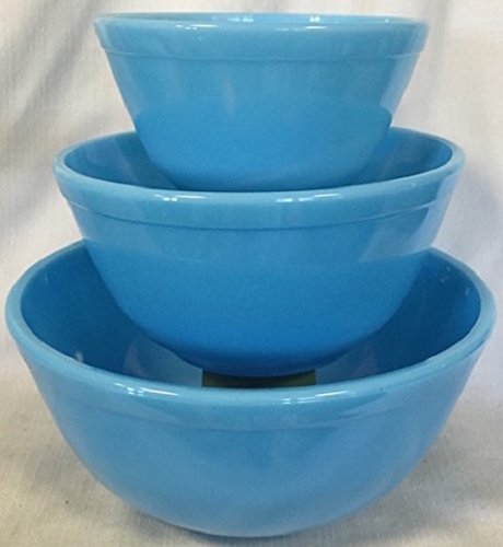 Click Here to See More Images Nesting Mixing Bowl 3 Piece Set Mosser Glass American Made - Robin Egg Blue Glass