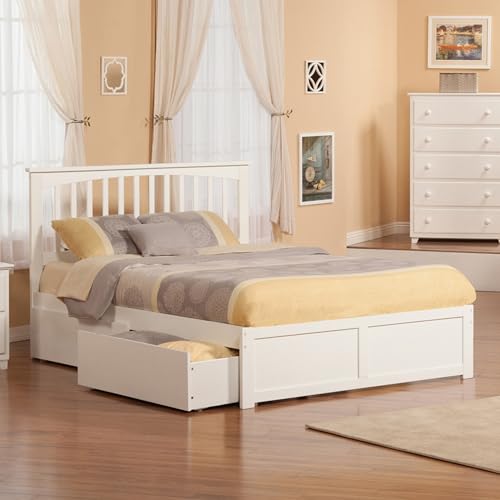 AFI, Mission King Platform Bed with Footboard & Storage Drawers, White