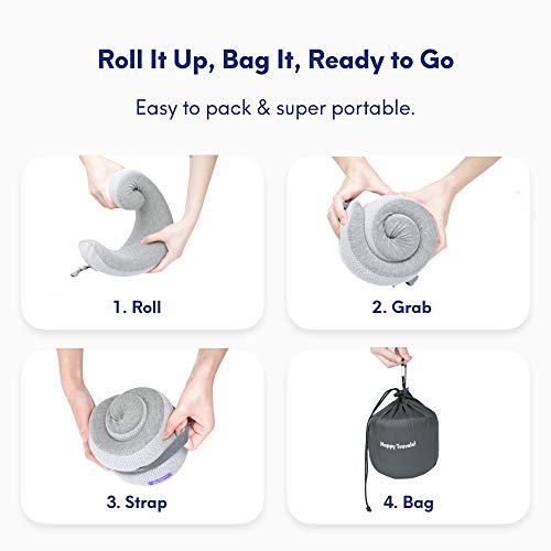 Cushion Lab Extra Support Travel Pillow, Award-Winning Patented Ergonomic Design for Chin & Neck Support Memory Foam Neck Pillow, Compact Airplane Pillow for Traveling, Flight, Car, Medium - Grey - Thumbnail 6