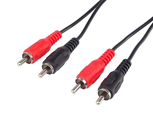 PremiumCord Cable RCA 5m, 2x Fiche vers 2x Fiche, Cable de Connexion Audio Video, Stereo, Pour Tv, Telephones Portables, Mp3, Hifi, Couleur Noir