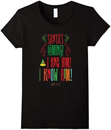 Women's Santa's Coming! I know him! Medium Black