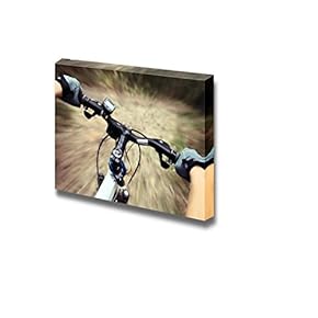 Canvas Prints Wall Art - Riding on a Bike on Forest