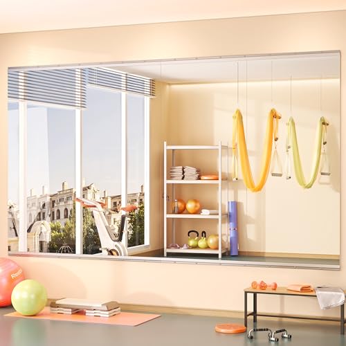 Hasipu Spiegel für Zuhause, Fitnessstudio, 121,9 cm L x 61 cm B, 4 Stück, großer Ganzkörperspiegel für Yoga, Fitness, Garage, Tanzstudio, Wandmontage,