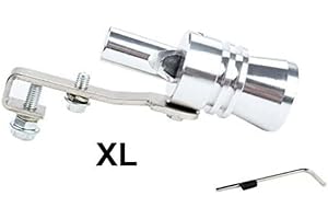 Dewhel Universal Aluminum Turbo Sound Exhaust Muffler Pipe Whistle Car Blow off valve BOV Tip Simulator Whistler Size XL Silver