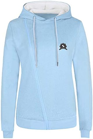 Womens Oblique Zipper Hoodies Sweatshirts for Women