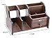 PAG Wood Desk Organizer Office Supplies Caddy 3 Upright File Holder with Drawer,Brown