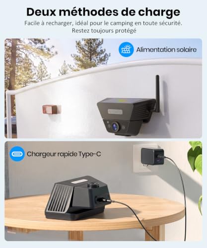Caméra de Recul sans Fil Magnétique Solaire AUTO-VOX, Écran 7,2" 1080P Split Screen, Détection Intelligente Voitures & Piétons, Installation Magnétique 1 Min, pour Camion Camping-Car Remorque Van