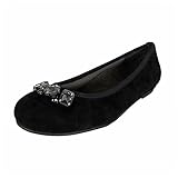 Vionic with Orthaheel Spark Kiska Black Round Toe Suede Flats 10M