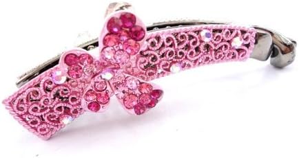 Winson Women's Rhinestone Hair Banana Hair Pin Clip Barrette Clamp Claw Ponytail Holder Accessory Rose Red Hollow Out Butterfly