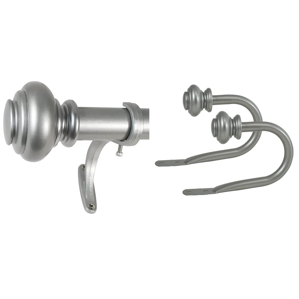 Decopolitan 1-Inch Urn Single Window Treatment Rod Set, 72 to 144-Inch, Antique Silver & Urn Holdback Pair for Draperies, 1-Inch, New Antique Silver Image Decopolitan 1-Inch Urn Single Window Treatment Rod Set, 72 to 144-Inch, Antique Silver & Urn Holdback Pair for Draperies, 1-Inch, New Antique Silver Image