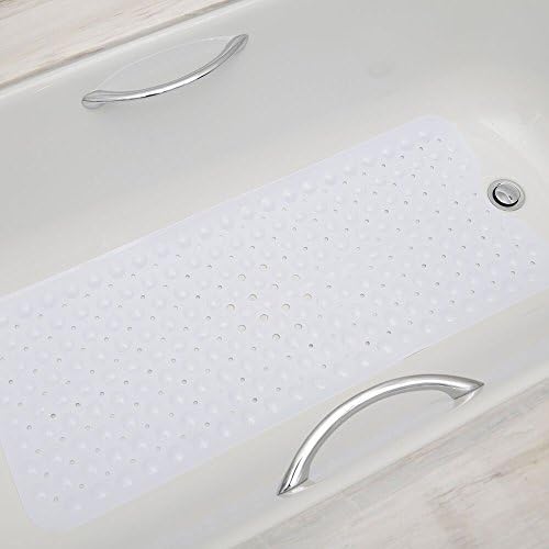 Aveenis Anti-Slip Bath Mat,Extra-Long(39" L x 16" W) Machine Washable Shower Mat for Bath Tub(White)