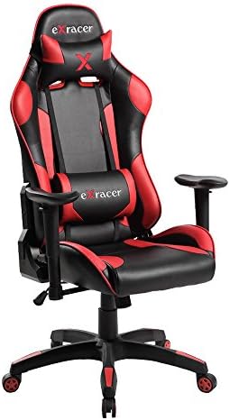 KERLAND Ergonomic Computer Gaming Chair with Adjustable Armrest and Backrest High Back Racing Style Executive Swivel Leather Office Chair With Lumbar Support and Headrest (Red)