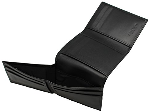 Genuine Calf Leather Men's Black Execufold w Tri-fold Wallet 18 Cards Slots (53-35)