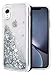 WORLDMOM for iPhone XR Case, Double Layer Design Bling Flowing Liquid Floating Sparkle Colorful Glitter Waterfall TPU Protective Phone Case, Silver