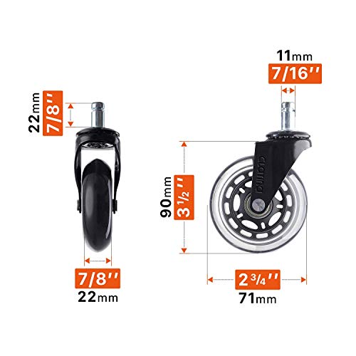 CLATINA Heavy Duty Office Chairs Wheels Replacement for Hardwood Floors