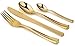 400-Piece Plastic Silverware Flatware Combo, Heavy Duty Looks Like Gold Cutlery – Set Includes 100 Forks, 100 Knives, 100 Soup Spoons, 100 Dessert Spoons, Total of 100 Place Settings