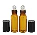 12 New 5ml Amber Glass Roller Bottles Roll On Bottle Container with Metal Ball for Essential Oil Aromatherapy Perfumes and Lip Balms - 3ML Dropper Included