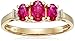 10k Yellow Gold July Birthstone 3-Stone Created Ruby with Diamond-Accent Ring, Size 8