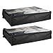 Underbed Storage - Clothes Storage - Bag Organizer Container, Strengthened Handles, Enhanced Zipper, Durable, Foldable Large Space Saver Comforters for Blankets, Shoes, Clothes, Black, 2 Pack